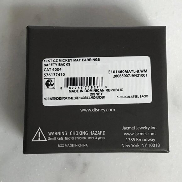 Disney Mickey Mouse 10kt Gold Blue Cubic Zirconia Sept Birthstone Stud Earrings - Picture 3 of 4